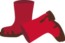 Red wellington boots